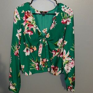 Emerald Floral Long Sleeve Top